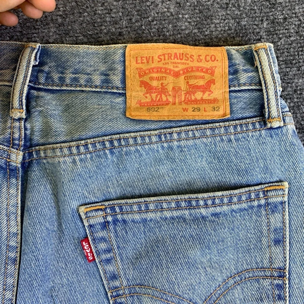 Levi’s Altered 502 Carpenter Jeans Mens 32x26.5 Blue Denim Cotton Patchwork